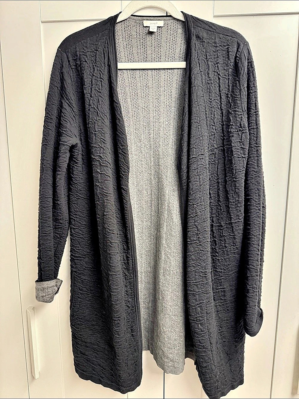 Pure Jill Open Front Cardigan Gray XS